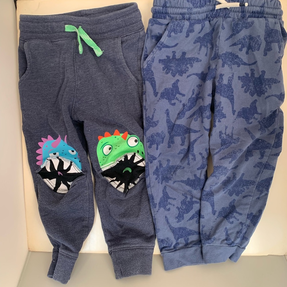 Kids Dinosaur Print Jogger Pants - Blue and Navy